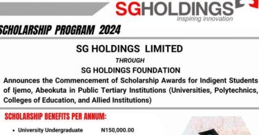 SG Holdings Undergraduate Scholarship for Nigerians