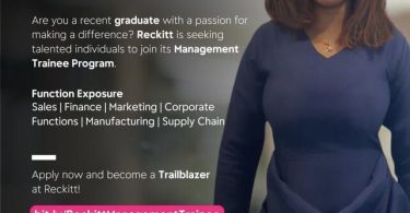 Reckitt Nigeria Management Trainee