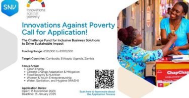 Innovations Against Poverty Challenge Fund (up to €200,000)